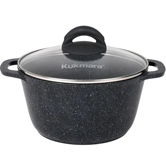 Кастрюля 3,5л Granit black стеклянная крышка